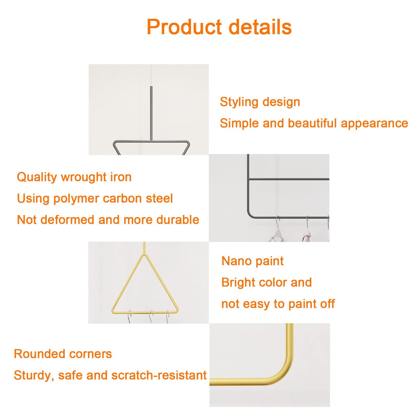 CUTPOIY Hanging Metal Clothing Display Rack, Metal Commercial Clothing Hanger Ceiling Hanger, U-Shaped Hanger Retail Store Clothing Clothes Rail, Used in Boutiques(120cm White U sd Bar Hanger)