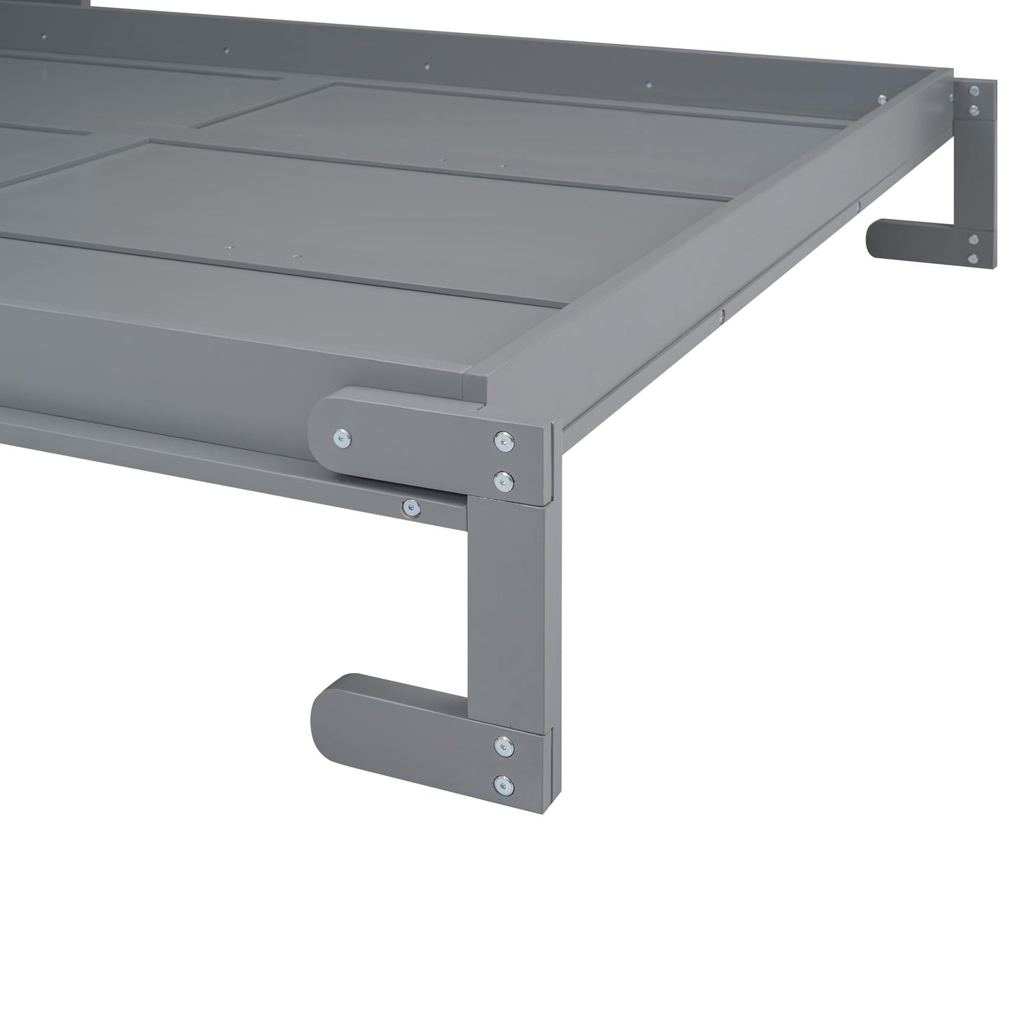 Bellemave Queen Size Murphy Bed with a Shelf, Easy Fold Wood Wall Bed, Space-Saving Wall Bed for Guest Room or Home Office, No Box Spring Needed, Noise Free (Gray)