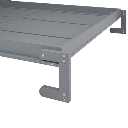 Bellemave Queen Size Murphy Bed with a Shelf, Easy Fold Wood Wall Bed, Space-Saving Wall Bed for Guest Room or Home Office, No Box Spring Needed, Noise Free (Gray)