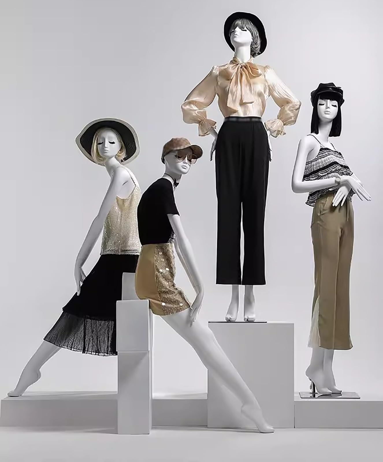 Matte White Female Mannequin with Head - Tall Dress Form Torso, Detachable Dummy for Home, Retail Store, Online Shop - Perfect Display for Clothing & Fashion(Style3)