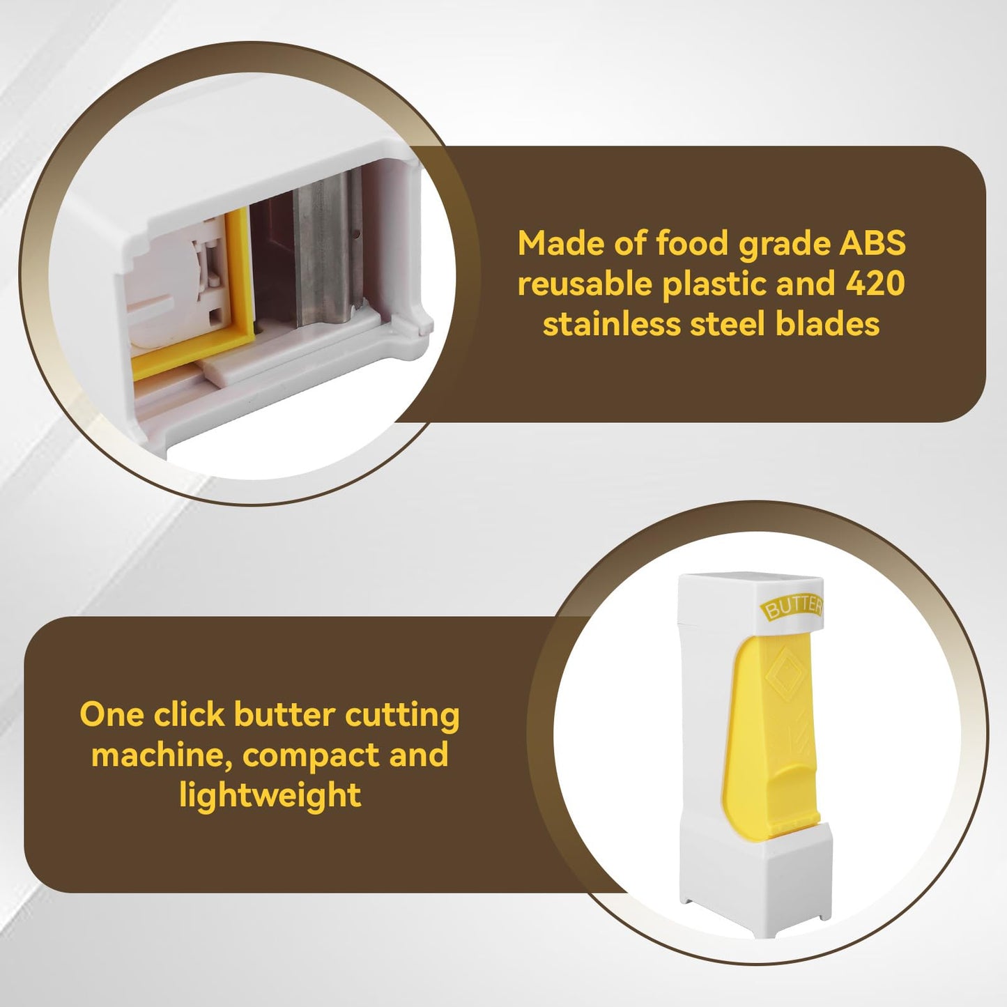 Butter Slicer, One Click Butter Cutter Butter Dispenser Butter Cutter Slicer Single Stick with Stainless Steel Blade for Kitchen