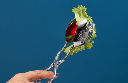 Rigeli Regent Stainless Steel Salad Tong, Cooking Tongs Bread Tongs, Multifunctional Scissors Serving Tong for Vegetables, Salads, Meat, Desserts, Appetizers, Steaks, Etc. (Silver)