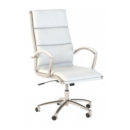 Bush Business Furniture Echo High Back Leather Executive Chair in White, Modern Computer Desk Seating Solution for Home or Professional Office