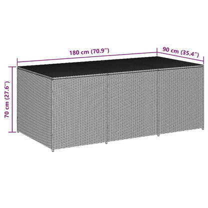 GKHPYURE Poly Rattan Patio Storage Box, 70.9x35.4x27.6 Inch Large Outdoor Storage Trunk with Gas Lift Lid, Powder-Coated Steel Frame, Hand-Woven for Cushions