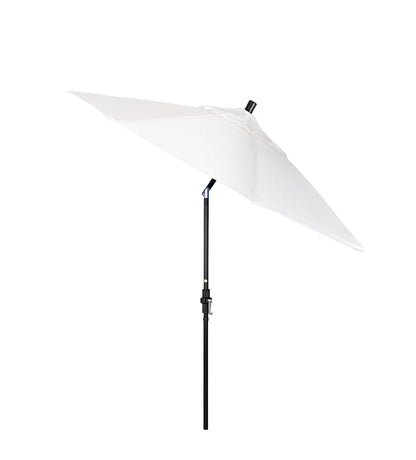 California Umbrella 9' Round Crank Lift, Collar Tilt, Aluminum Pole, Fiberglass Rib Patio Umbrella, Black Finish, Sunbrella Natural