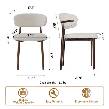 POLE SPACE Morden Dining Chairs Set of 4, Upholstered Fabric Kitchen Side Chairs with Dark Walnut Metal Legs, Indoor Dining Room Chairs for Patio, Dining Room, Backyard Heat Resistant