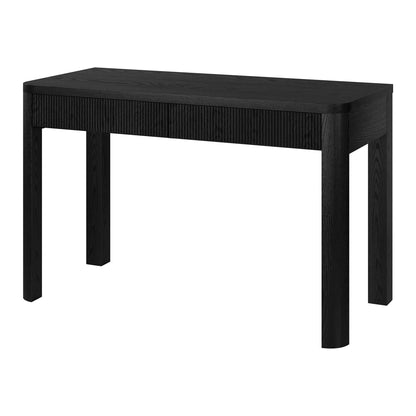 Henn&Hart 48" Fluted Modern Rectangular Wooden Home Office Desk Computer Desk Writing Table with 2 Ribbed Storage Drawers for Bedroom, Living Room, or Home Office, Natural Black