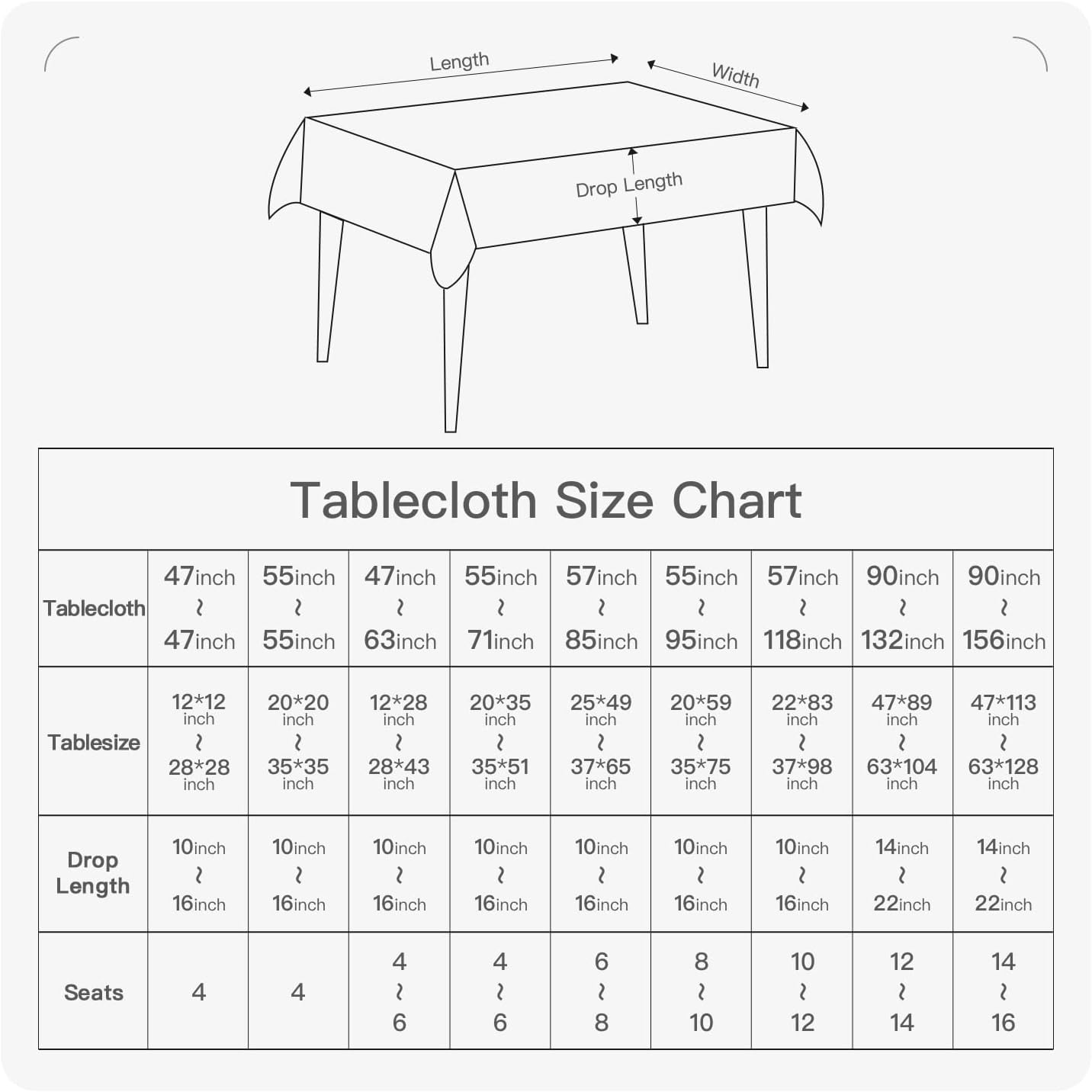 55x70) BALCONY & FALCON Rectangle Tablecloth Washable Wrinkle Resistant and Water Proof Table Cloth Decorative Linen