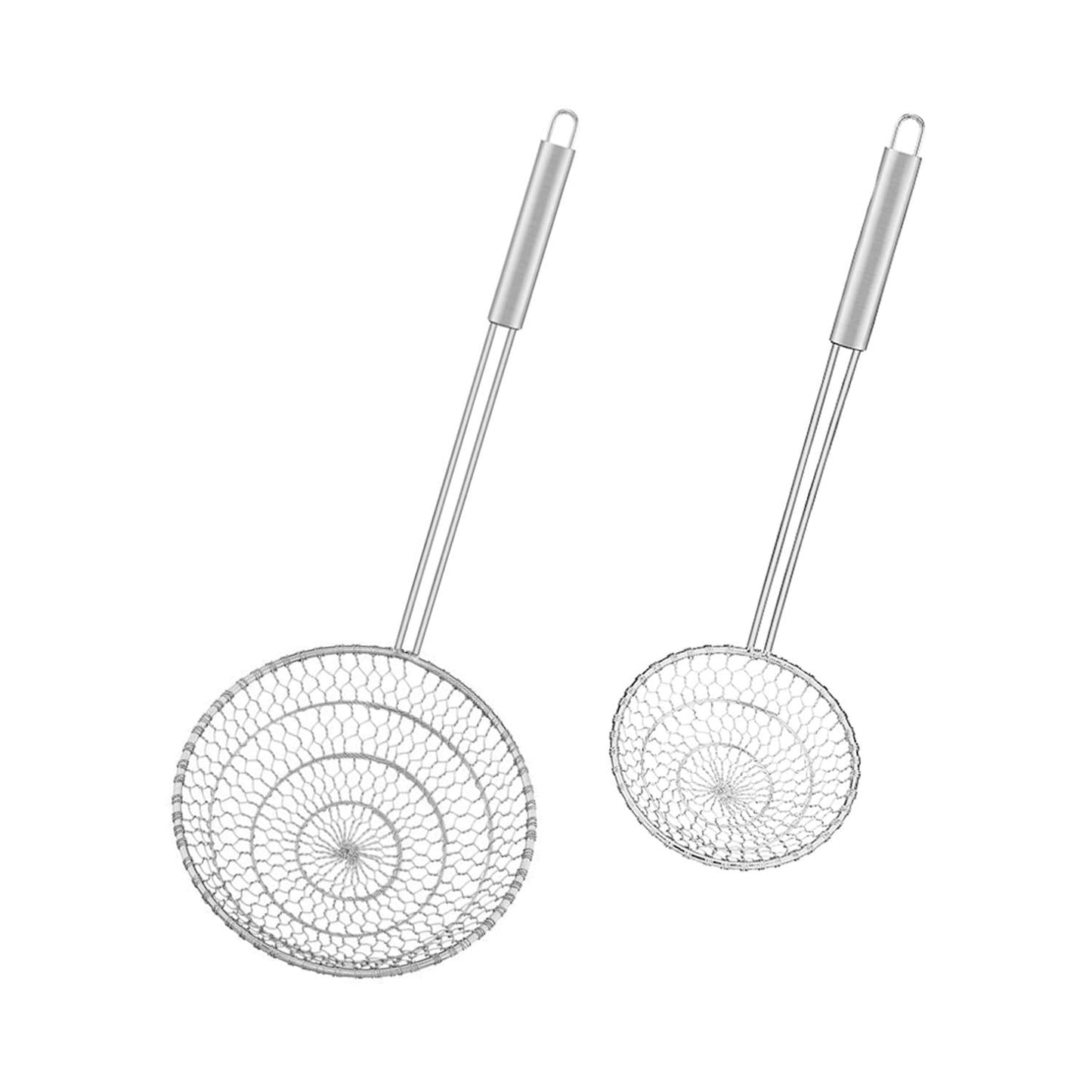 Best Utensils Asian Kitchen Stainless Steel Spider Strainer Professional Wire Skimmer with Spiral Mesh (7-Inch Strainer Basket)