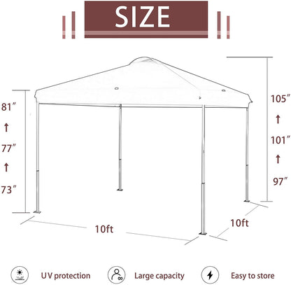 SlowSnail 10x10 Pop Up Canopy Tent with 1 Removable Sidewall, Upgraded Durable Outdoor Instant Sun Shade Canopy, Green - Bonus 4 Weight Bags, 4 Stakes, 4 Guylines, 1 Roller Bag