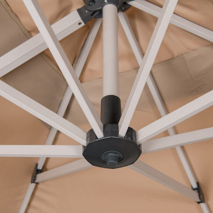 LKINBO 10x13 FT Rectangle Cantilever Umbrella with Cross Base, Heavy Duty Large Patio Umbrella 360 Degree Rotation Outdoor Offset Umbrella with Easy Tilt & Crank for Pool Deck Backyard, Khaki