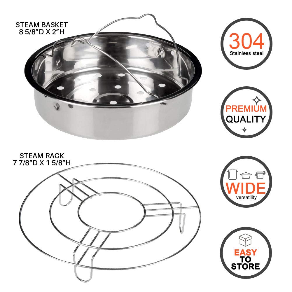 Secura Stainless Steel 6-quart Electric Pressure Cooker Steam Rack Steamer Basket Insert Set