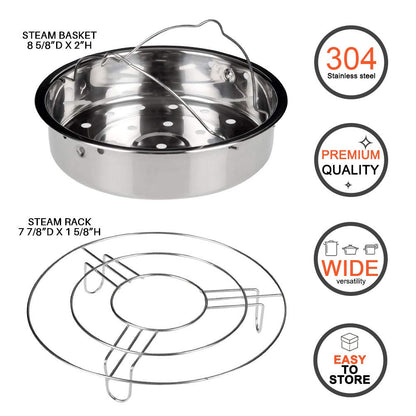 Secura Stainless Steel 6-quart Electric Pressure Cooker Steam Rack Steamer Basket Insert Set