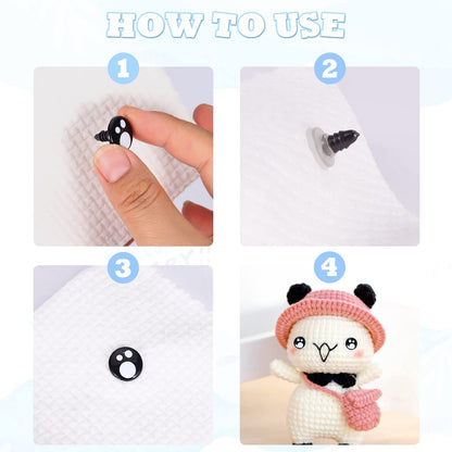 Ecavria [400PCS] Safety Eyes for Amigurumi, 8-16mm Black Crochet Eyes with Washers, Oval &Round Craft Eyes, Kawaii Doll Eyes for Crochet Toys Stuffed Animals