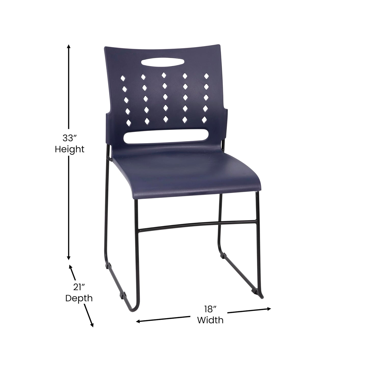 Flash Furniture HERCULES Series 881 lb. Capacity Navy Sled Base Stack Chairs with Air-Vent Back, Set of 5