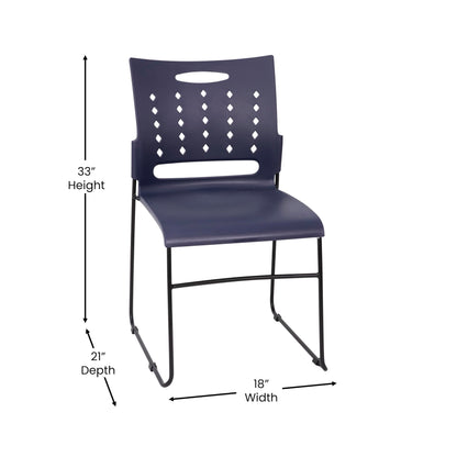 Flash Furniture HERCULES Series 881 lb. Capacity Navy Sled Base Stack Chairs with Air-Vent Back, Set of 5