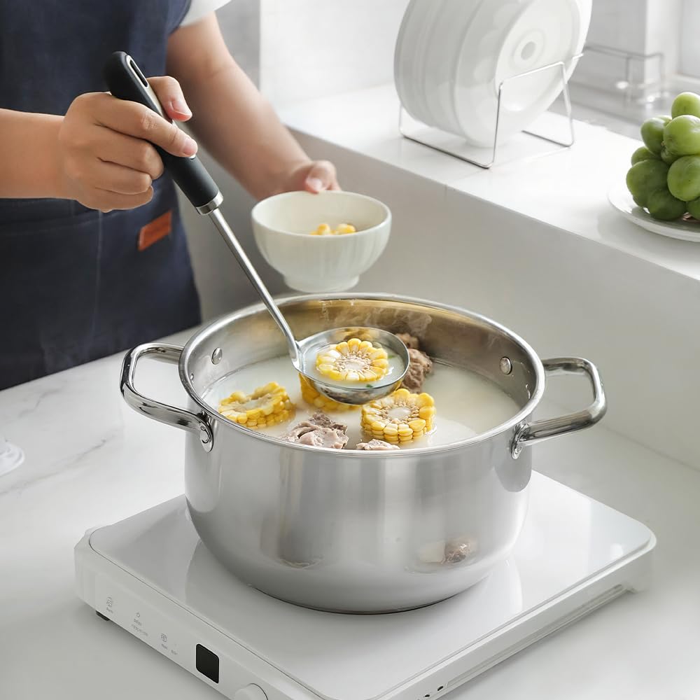 Stainless Steel Cooking Spoons Set – Includes Slotted Spoon, Serving Spoon & Soup Ladle, Heat-Resistant, Dishwasher Safe, Ergonomic Handles for Home & Commercial Use