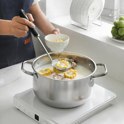 Stainless Steel Cooking Spoons Set – Includes Slotted Spoon, Serving Spoon & Soup Ladle, Heat-Resistant, Dishwasher Safe, Ergonomic Handles for Home & Commercial Use