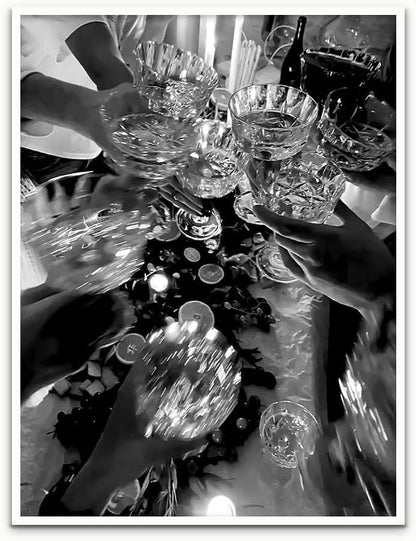 Generic 12x16in Poster Black and White Wall Art Champagne Poster Vintage Bar Print Canvas Art Cocktail Wall Art Bar