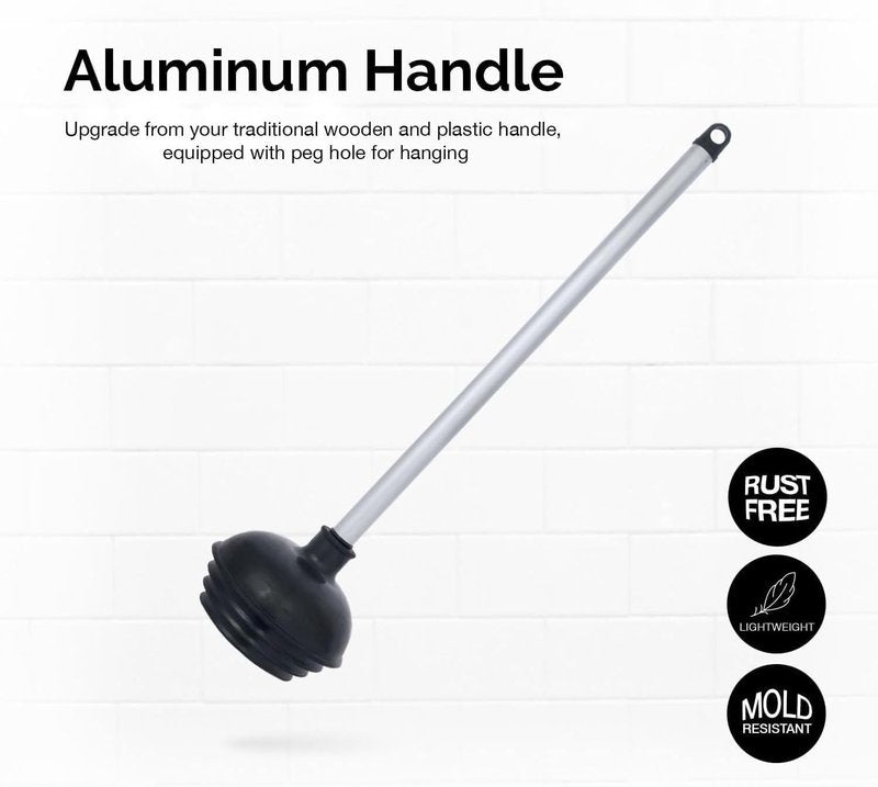 NEIKO 60180A Toilet Plungers, 3 Pack, Patented All-Angle Design, Heavy Duty, Aluminum Handle, Residential, Commercial, and Industrial Building Sanitation Use