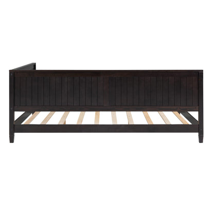 Bellemave Full Size Daybed, Wood Full Low Bed Frame with Headboard and Sideboard, Wooden Floor Sofa Bed with Slats Support for Kids Room, Bedroom, Living Room, Espresso