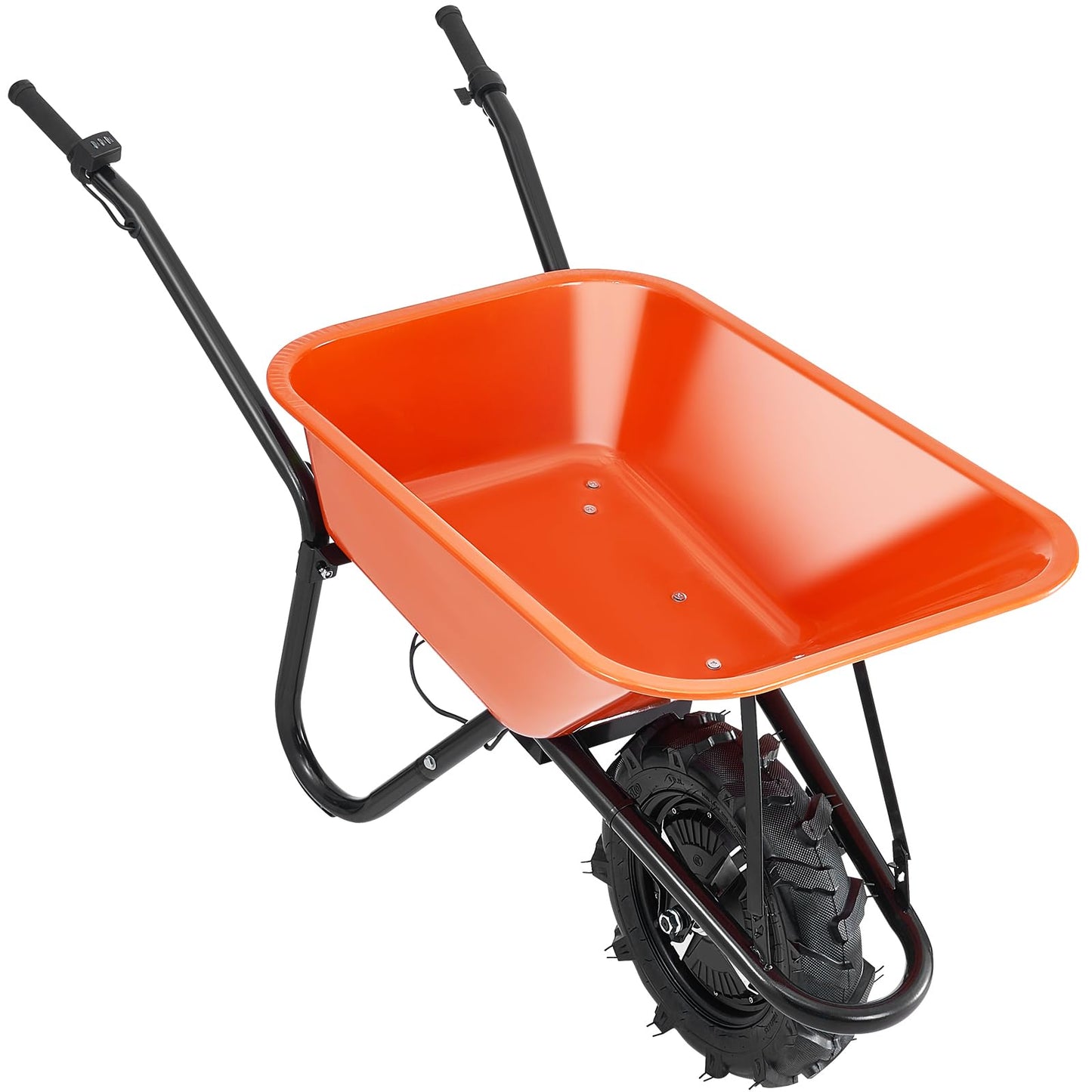 VEVOR Electric Wheelbarrow Cart, 500W Powered Utility Garden Wagon Dump Cart, 4 Cu. Ft. Load & 330 lbs Capacity with Metal Handle & 16" Track Wheels, One Wheel Barrow Yard Cart & Wagons for Lawn Farm