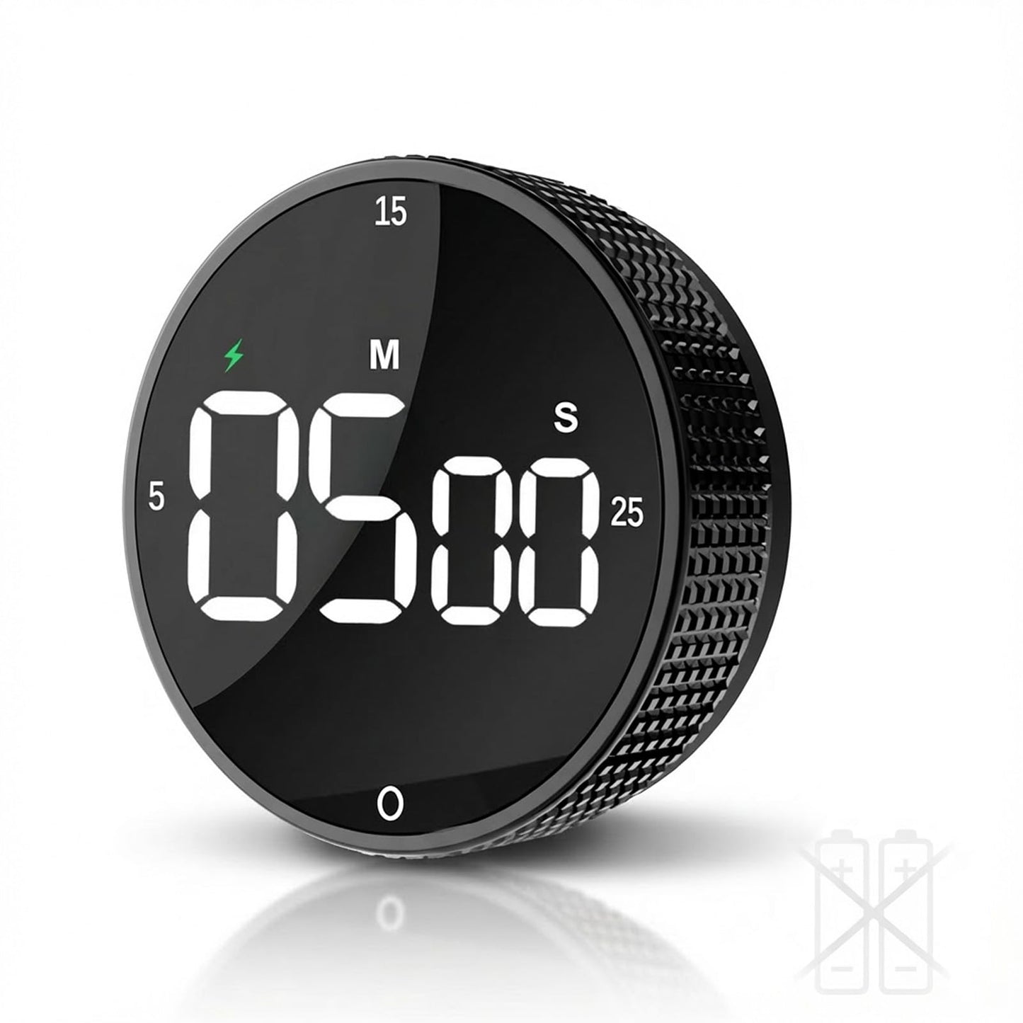 TLTWHS Rechargeable Magnetic Kitchen Timer, LED Countdown/Count-Up Timer, Supports USB-C Charging, with Loud Alarm, 3 Preset Quick Times (5/15/25m), Perfect for Kitchen Cooking, Studying, and Fitness