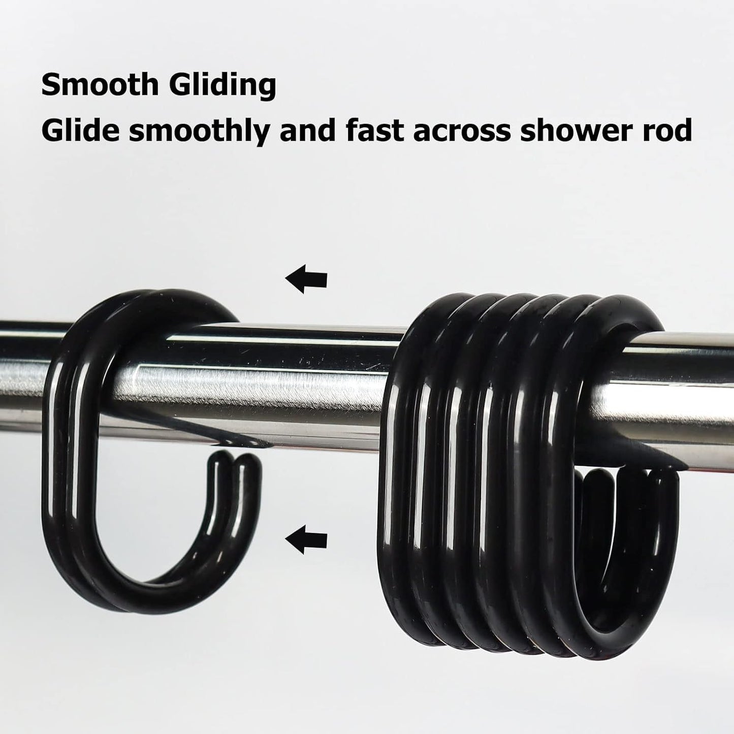 Premium Plastic Shower Curtain Rings, 24Pcs Hooks with Easy Snap Closure for Standard Shower Rods