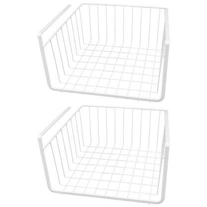 Southern Homewares White Wire Under Shelf Storage Basket Set – 4-Piece Under Cabinet Hanging Storage for Kitchen, Pantry, Organization (10.25" L x 10" W x 4.63" H, 1, Pack of 2)