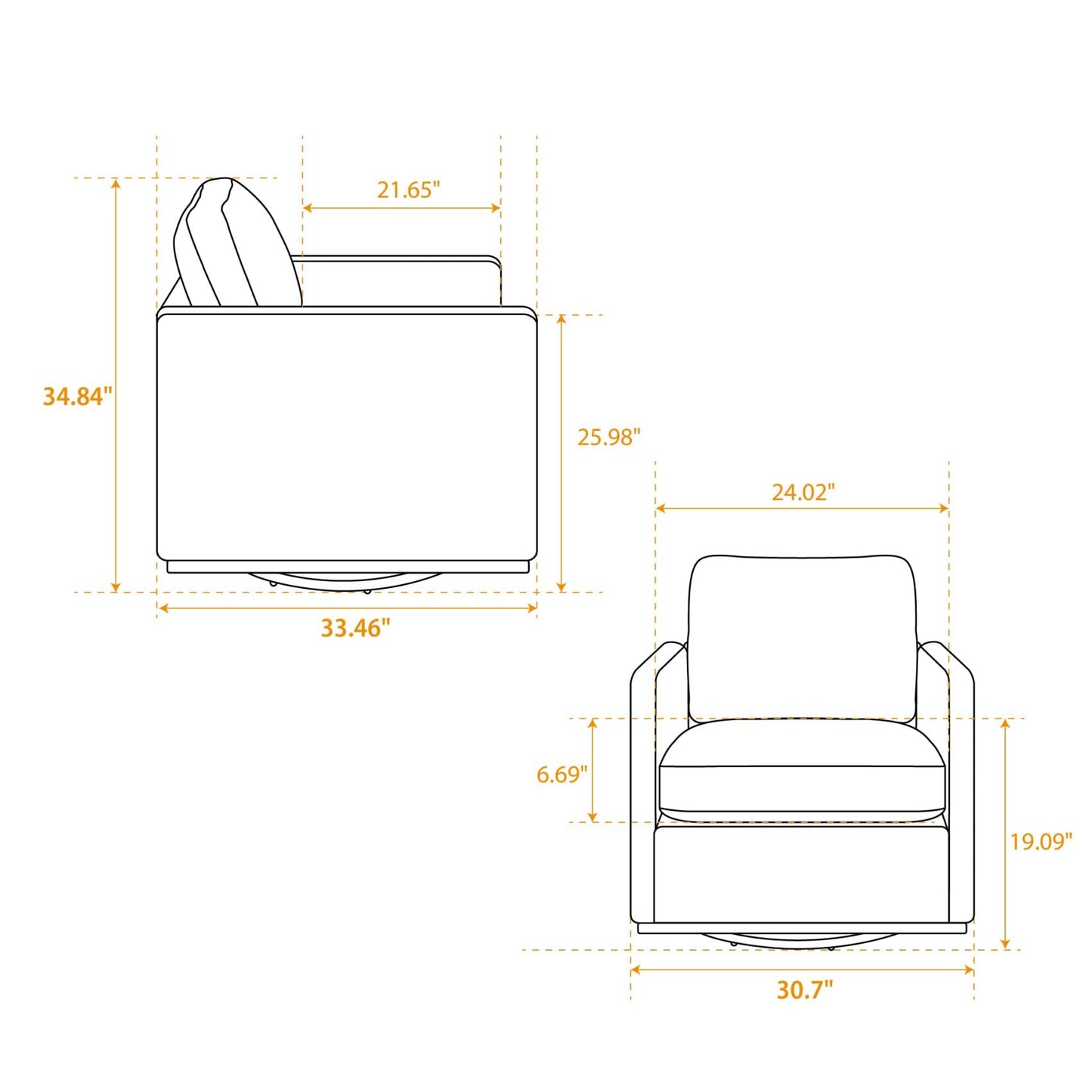 KEIKI 360° Swivel Club Chair with Backrest Pillow, Accent Square Single-seat Armchair Upholstered Sofa for Reading, Nursery, Living Room, Bedroom, Lounge, Hotel