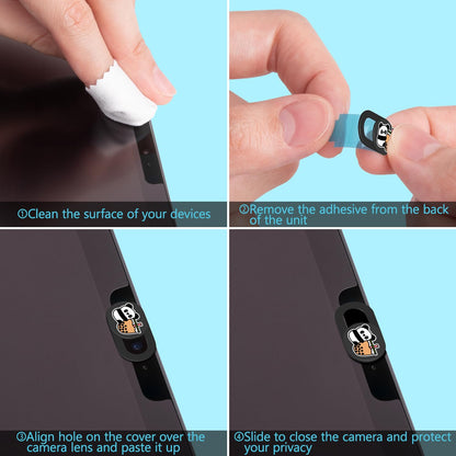 Laptop Camera Cover Slide, Panda Webcam Cover, 0.02 inch Cute Laptop Accessories for iPhone iPad iMac MacBook Pro Air Laptop PC Smartphone Tablet, Camera Privacy Covers Protect Your Visual Privacy