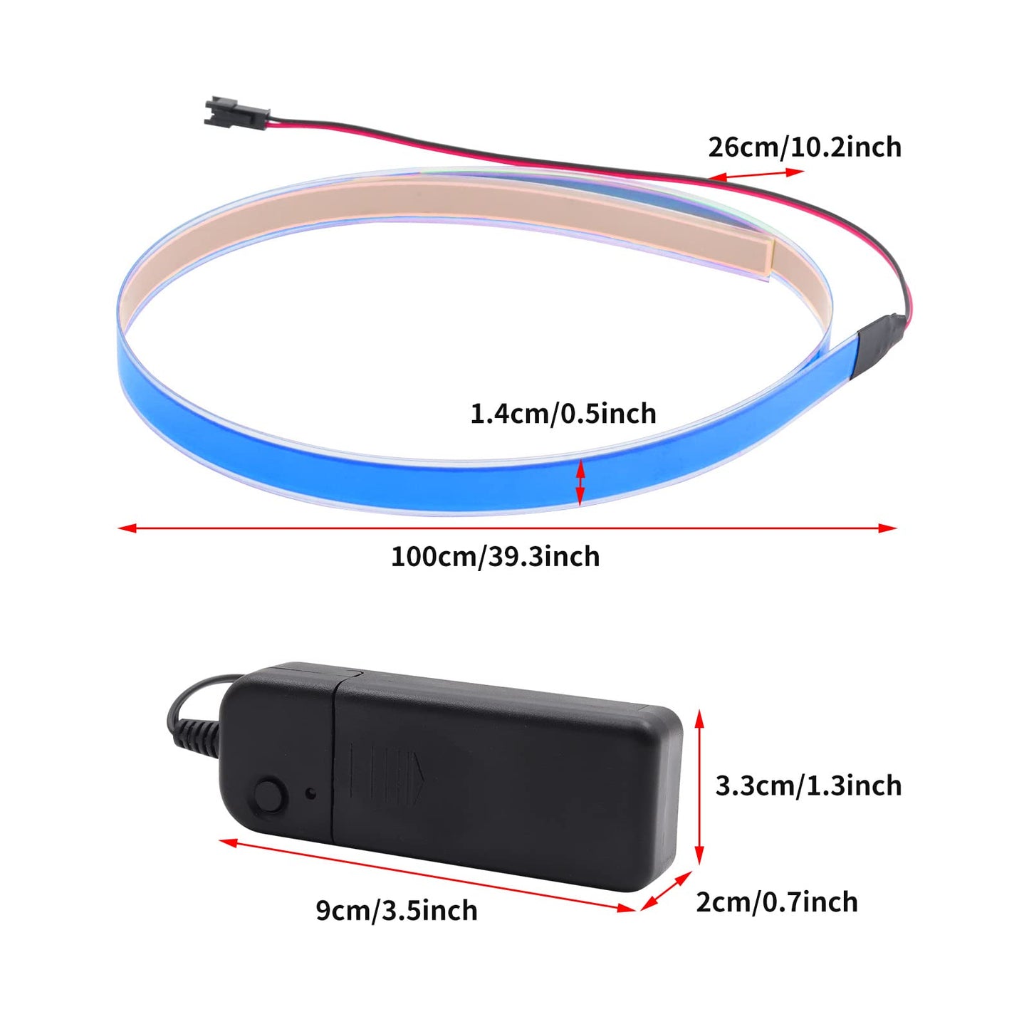jose2015 Biqing 3 Ft/1M EL Wire Light,Neon Glowing Electroluminescent Wire Light Kit Cuttable DIY EL Wire Strip 3Mode Stay/Slow/Fast Flash with Battery Pack for Cosplay Party Decoration(Blue)