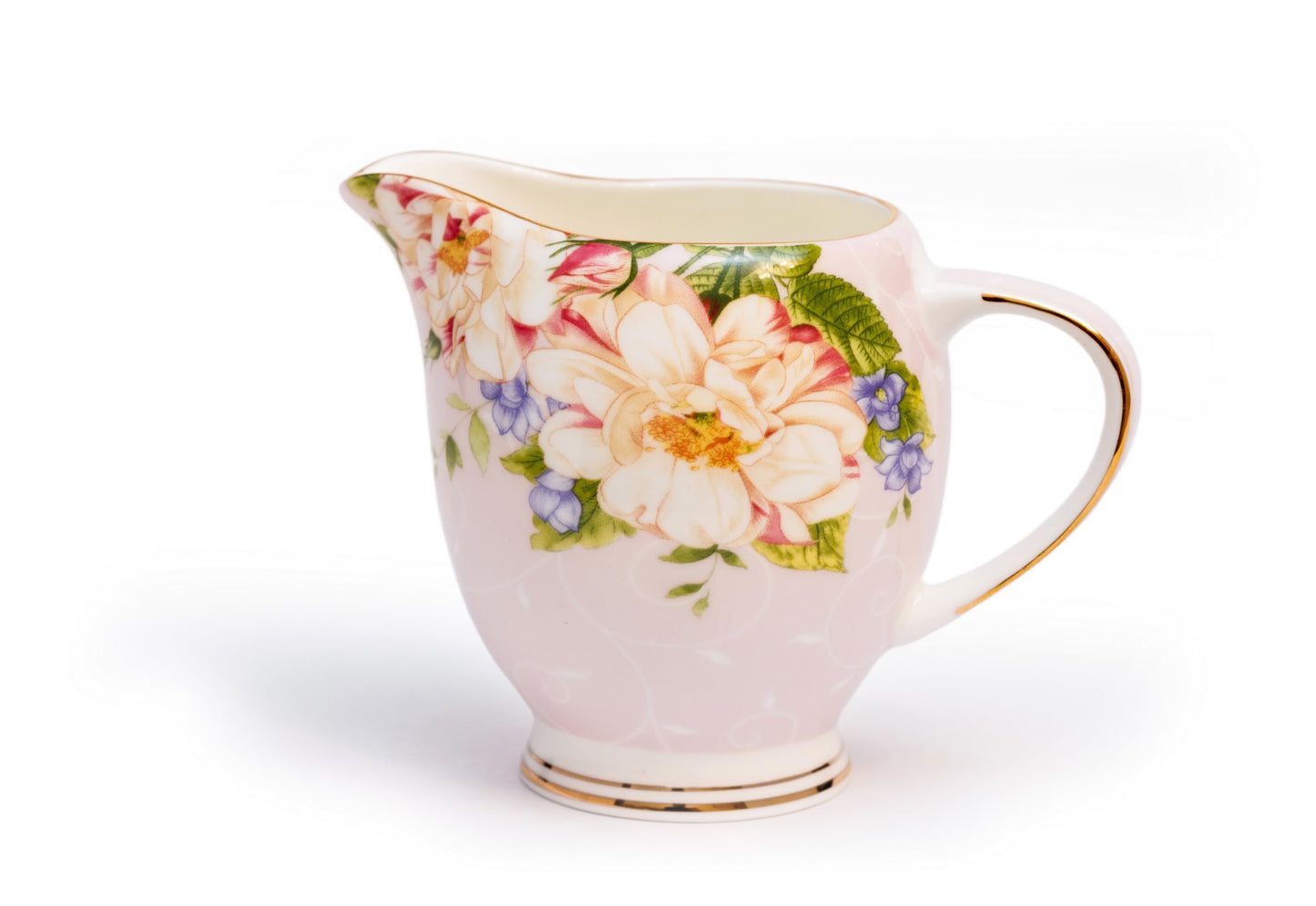 Parisian Spring Bloom Coffee & Tea Set Of 12 Pinkceramic,Floral,European,Elegant,Kitchen,gift box,gold,porcelain,Vintage,Dinnerware set,Plate set,salad plates,dishes,cups set,suger & milk pitcher