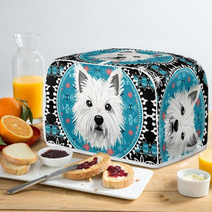 4 Slice Toaster Cover, West Highland White Terrier Design, Blue Mandala Universal Fit Wide Slot Bread Maker Cover