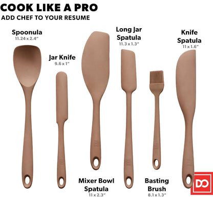 DI ORO 6-Piece Silicone Spatula Set - Rubber Kitchen Utensils for Baking, Cooking & Mixing - Heat-Resistant 600°F BPA Free Spatulas for Nonstick Cookware - Dishwasher Safe (Cinnamon)