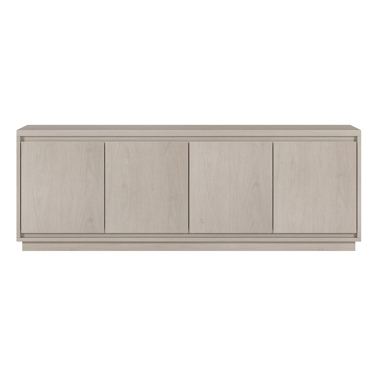 Henn&Hart TV Stand for TVs up to 75'' with 2 Concealed Storage Cabinets and Adjustable Shelves for Living Room, Family Room, or Office, Alder White