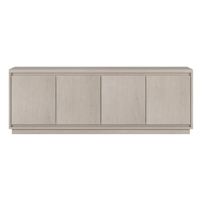 Henn&Hart TV Stand for TVs up to 75'' with 2 Concealed Storage Cabinets and Adjustable Shelves for Living Room, Family Room, or Office, Alder White