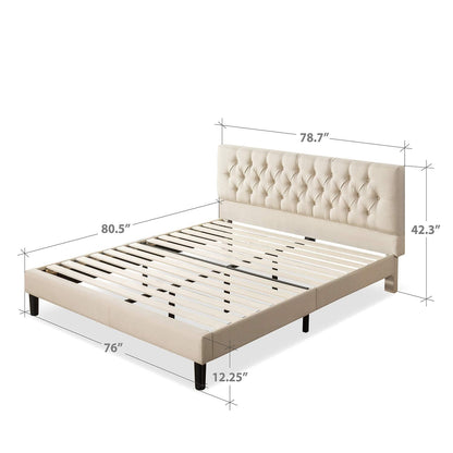 Zinus Misty Upholstered Platform Bed Frame/Mattress Foundation/Wood Slat Support/No Box Spring Needed/Easy Assembly, Taupe, King