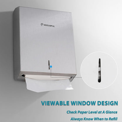 Commercial 400 /420 SUS304 Paper Towel Dispenser Wall Mount: Large Capacity Paper Towel Holder for Bathroom with Lock