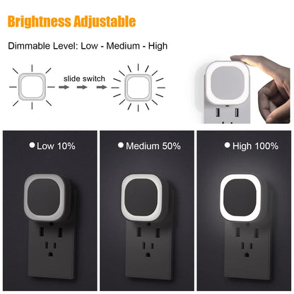 2 Pack Plug in Amber Night Light, Auto Dusk to Dawn, Soft Glow, Dimmable, Diffused Light, LED Lights for Bedroom, Kids, Bathroom, Sleep, Baby Nursery, Toddler, Hallway, Kitchen, Home Decor