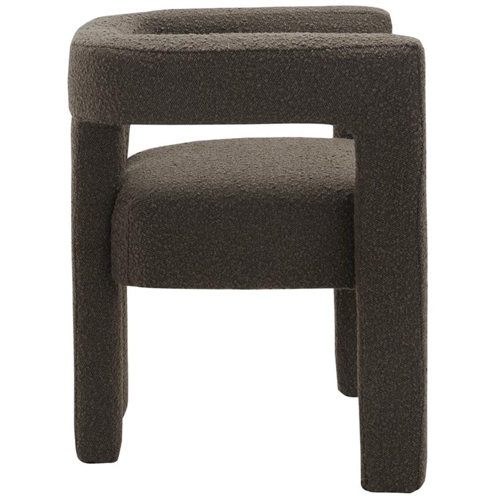Meridian Furniture Athena Collection Modern | Contemporary Boucle Fabric Upholstered Accent | Dining Chair, 25" W x 21" D x 27" H, Brown