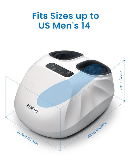 RENPHO Foot Massager Machine with Heat [2026 Upgraded], Shiatsu Foot Massager for Plantar Fasciitis, Foot Massager Machine for Women, Wireless Control, True Full Foot Massager, Up to Size 14, BK