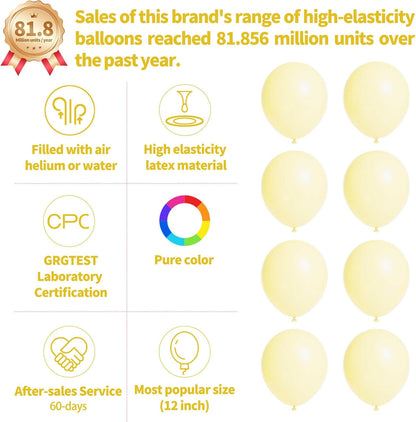 Pastel Yellow Balloons by [Brand Name] - 110 Pack 12-Inch Latex Balloons for Birthday, Baby Shower & Wedding