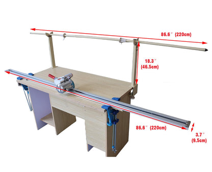 HayWHNKN Fabric Cutter High Speed Cloth Cutting Machine with 86.6inch Guideway and Counter Industrial Fabric End Cutter Machine 220V 180W