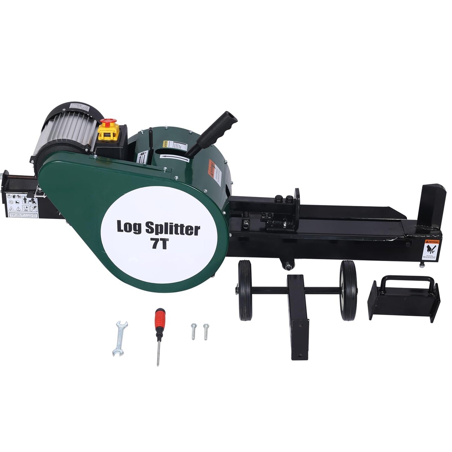 7 Ton Electric Log Splitter, Double Flywheel Log Splitter, 110V 60HZ 2HP 16A, Electric Wood Splitter With Mobile Wheels