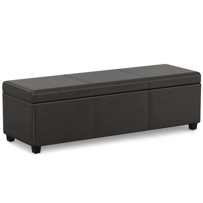 SIMPLIHOME Avalon Extra Large Storage Ottoman Bench - 54 inch Wide Upholstered Vegan Leather Rectangular Lift-Top Ottoman in Tanners Brown, Contemporary Bench for Living Room with Hidden Storage