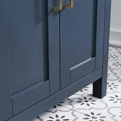 OVE Decors Tahoe 72 Midnight Blue Double Vanity with White Cultured Marble Countertop