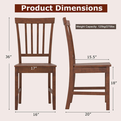 ERGOMASTER Dining Chairs Set of 4 Walnut Wood Chairs with Back for Restaurant Dining Room
