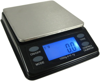 Mini Bench Digital Pocket Scale, 1000 x 0.1gm, Black/Silver