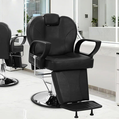 Hair Salon Chair - Heavy Duty Hydraulic Reclining Barber Chair with 142° Tilt, 360° Swivel & Adjustable Height, Max Load 330 Lbs Salon Chairs for Hair Stylist, Barber Chairs for Barbershop Spa Home